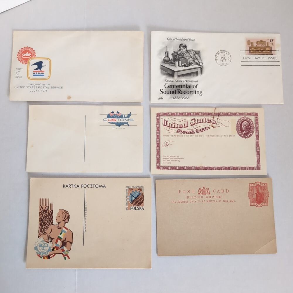 Lot of 6 Postcards First Day Issue US Postal Service Poland‎ British Empire